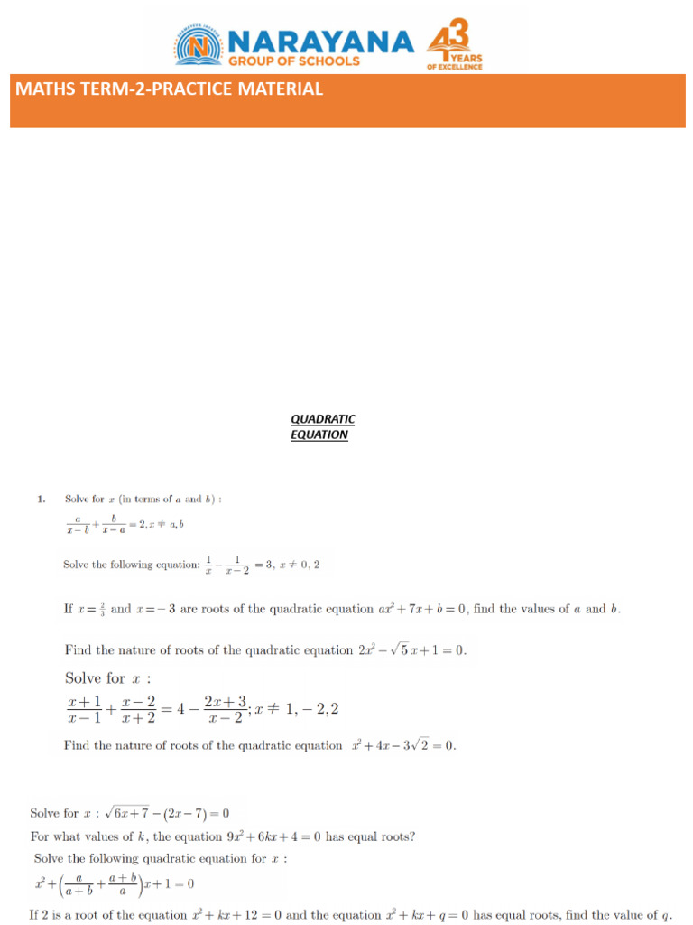 Maths Term 2 Practice Material Guide | PDF