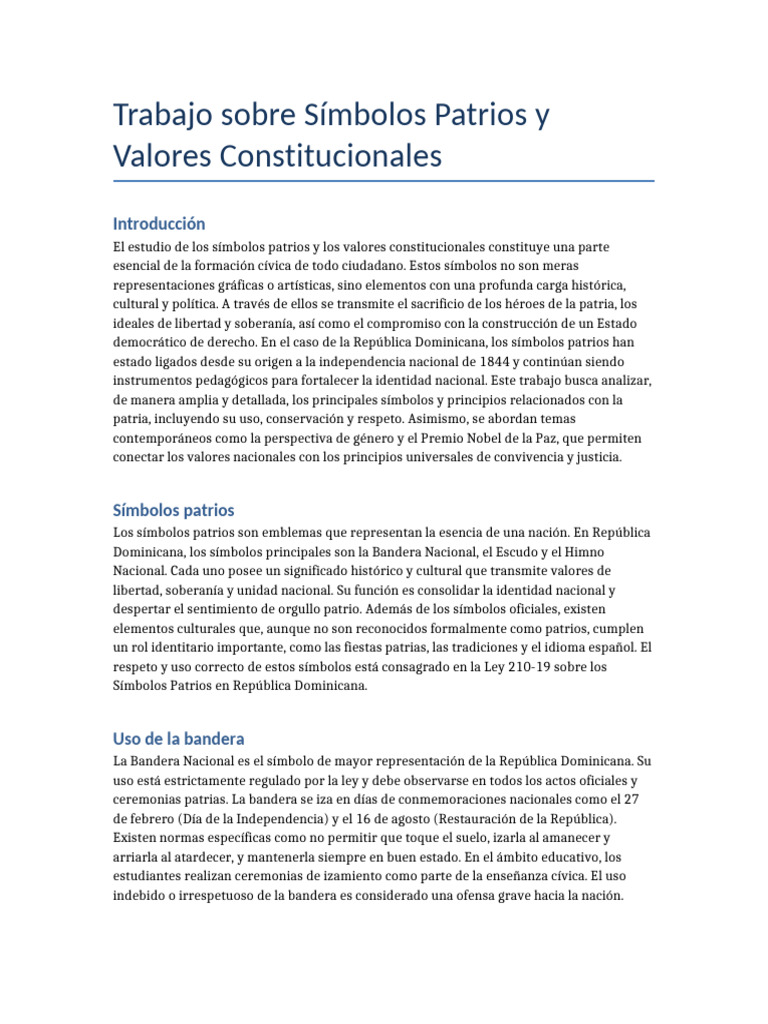 Símbolos Patrios y Valores en RD | PDF | Democracia | Ideologías políticas