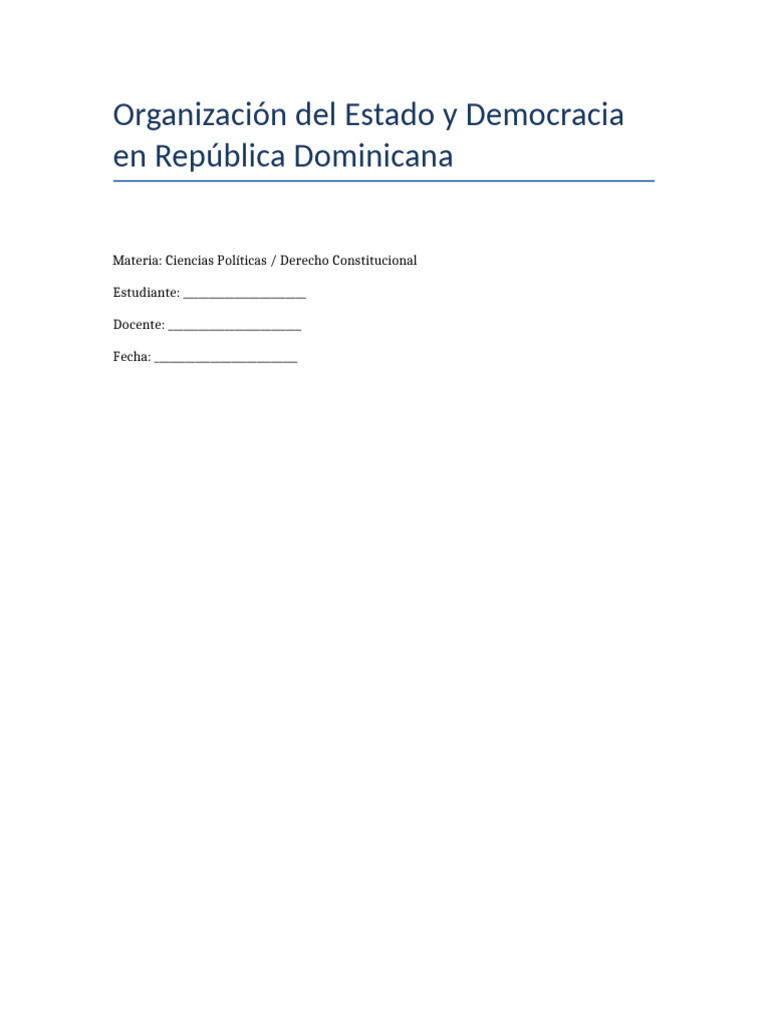 Estado y Democracia en RD: Análisis Constitucional | PDF | Democracia ...