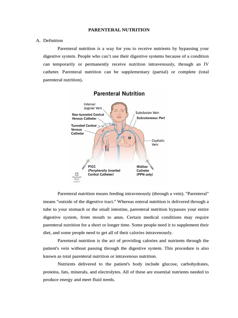 PARENTERAL NUTRITION | PDF | Intravenous Therapy | Nutrition
