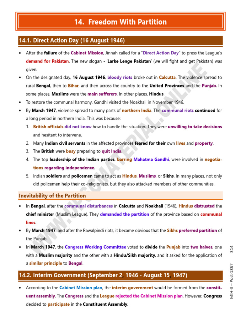 Chap-29 Freedom With Partition | PDF | Partition Of India | Muhammad ...