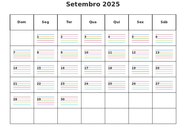 Calendário de Setembro 2025 | PDF