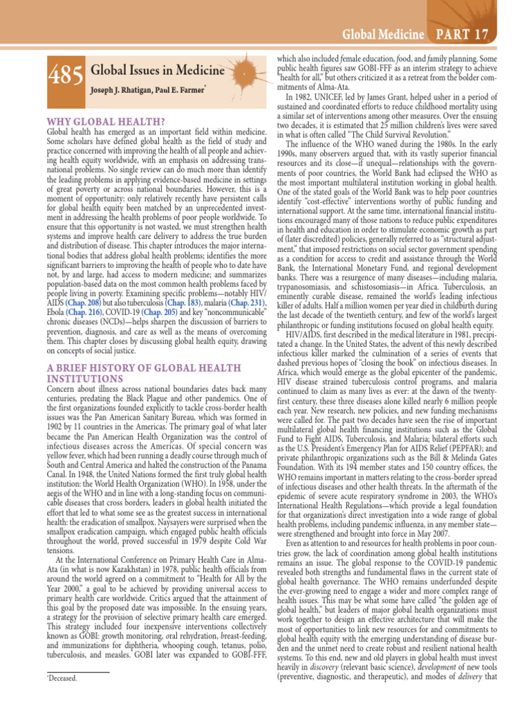 Global Health Equity and Challenges | PDF | Global Health | President's ...