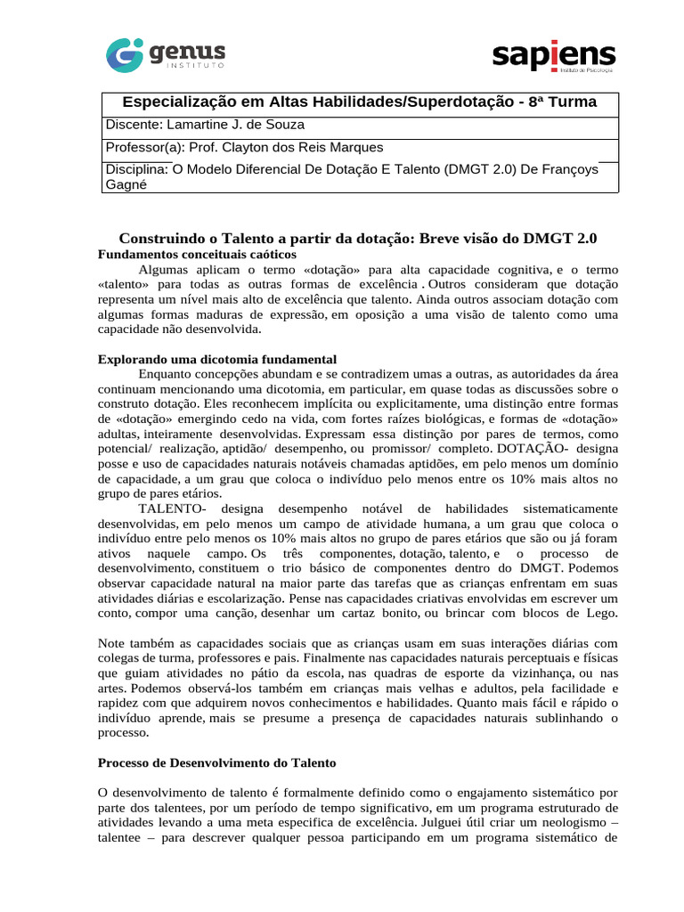 DMGT 2.0: Dotação e Desenvolvimento de Talento | PDF | Aprendizado ...