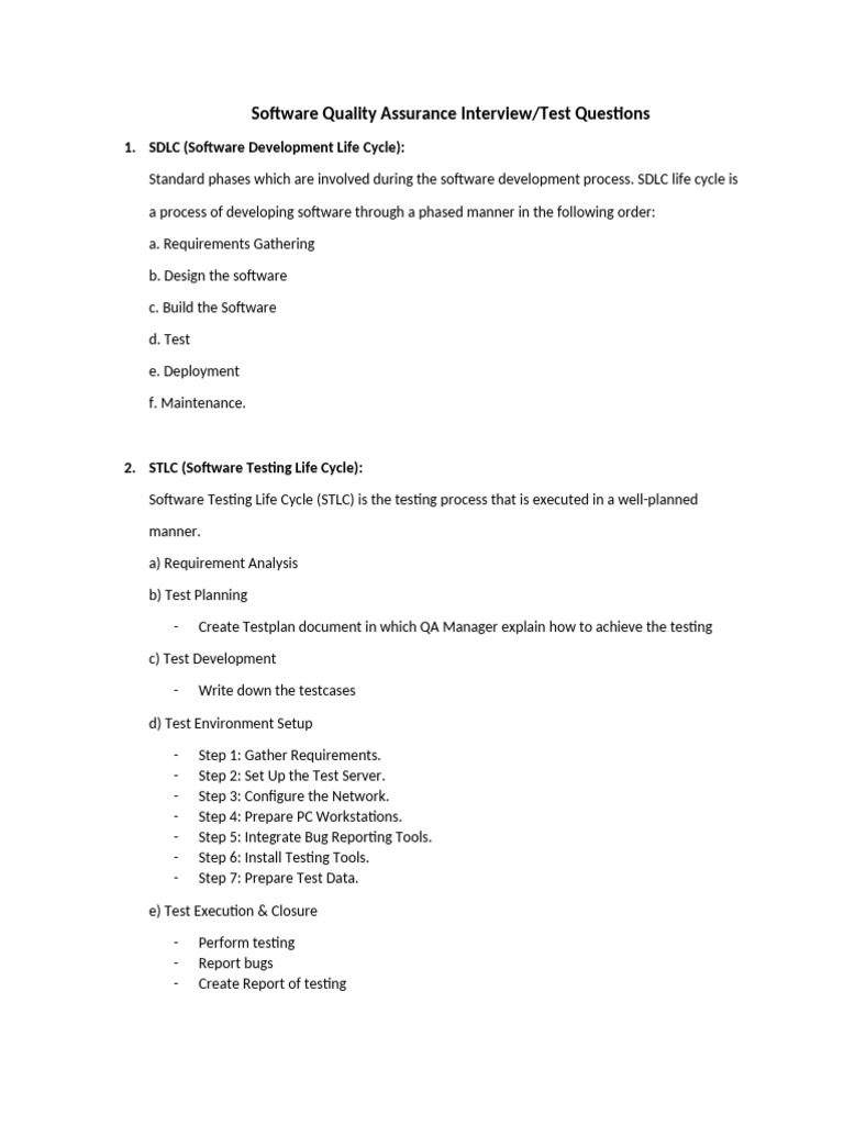 SQA Interview or Test Questions | PDF | Software Testing | Scrum ...