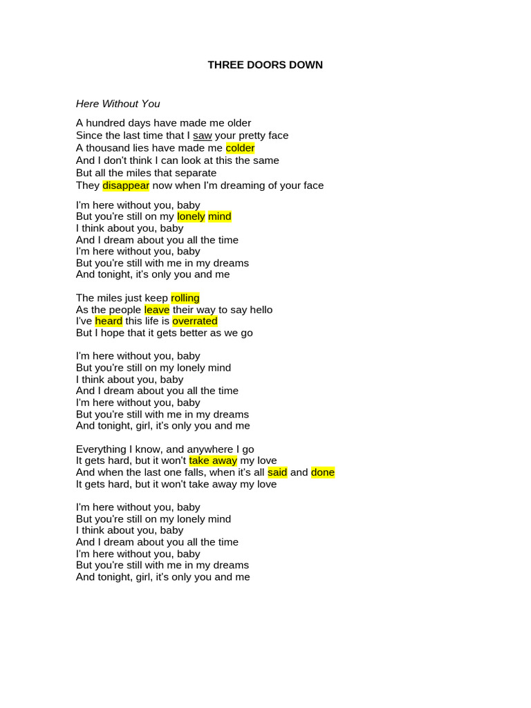 3 Doors Down - Here Without You | PDF
