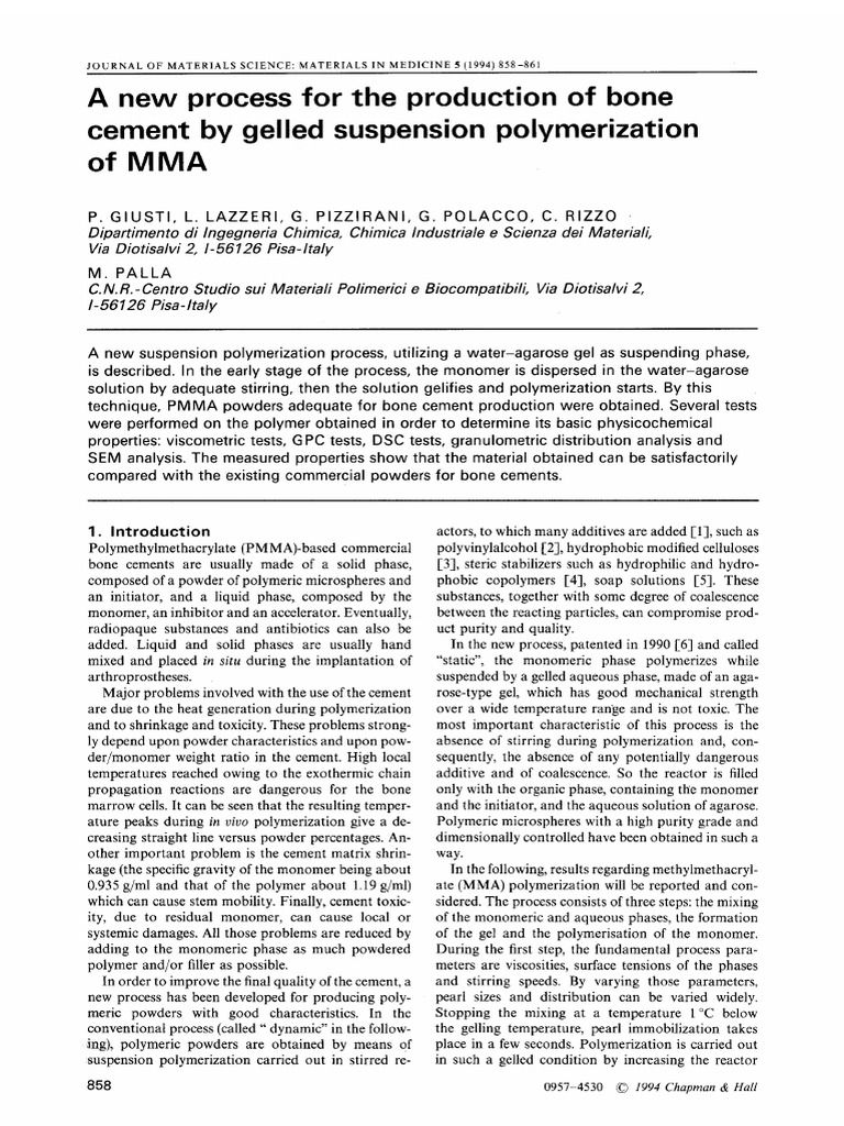 New Bone Cement Production Process | PDF | Differential Scanning ...