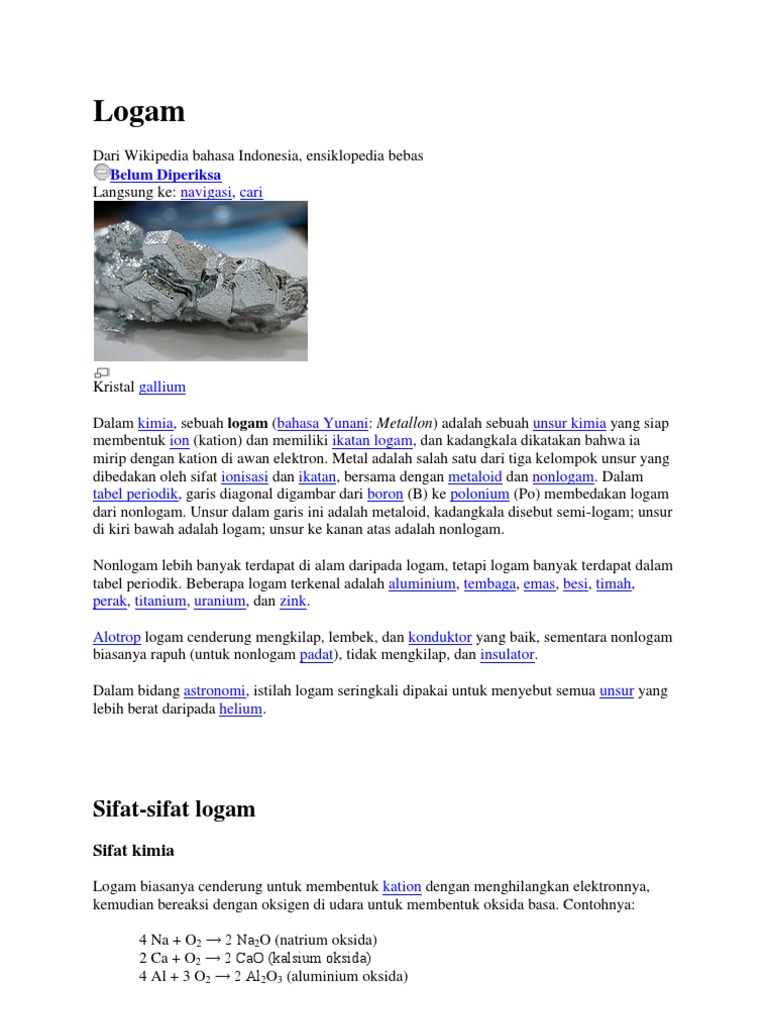 Sifat dan Penggunaan Logam | PDF