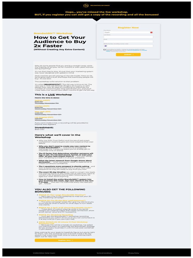 1 - Brandwidth Workshop™ - Landing Page | PDF