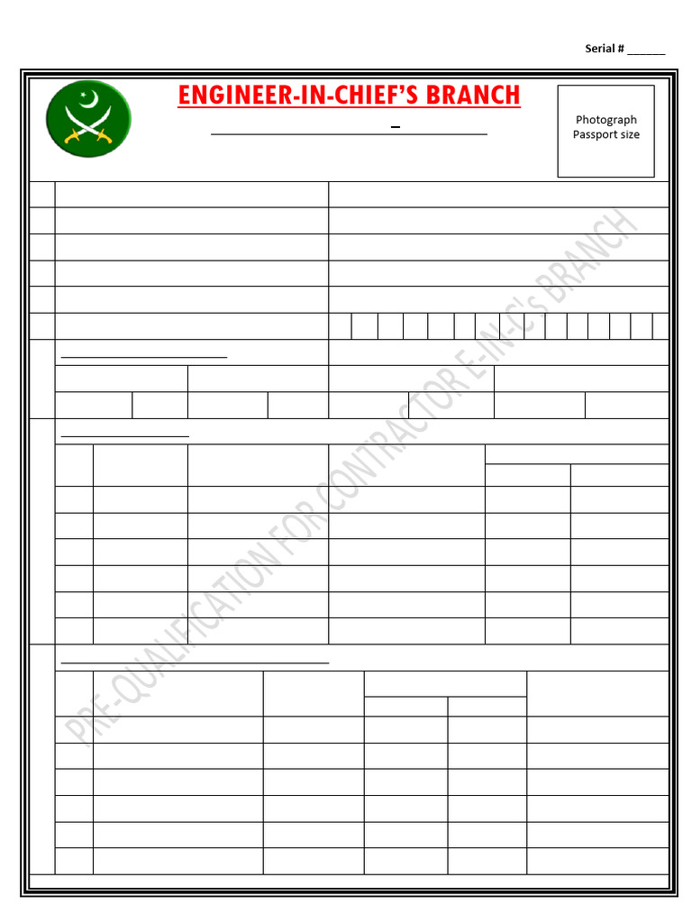 Pre-qual Form for Contractor | PDF