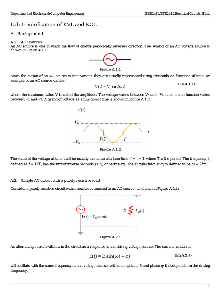 Eee241 Lab 01 | PDF | Amplitude | Electrical Network