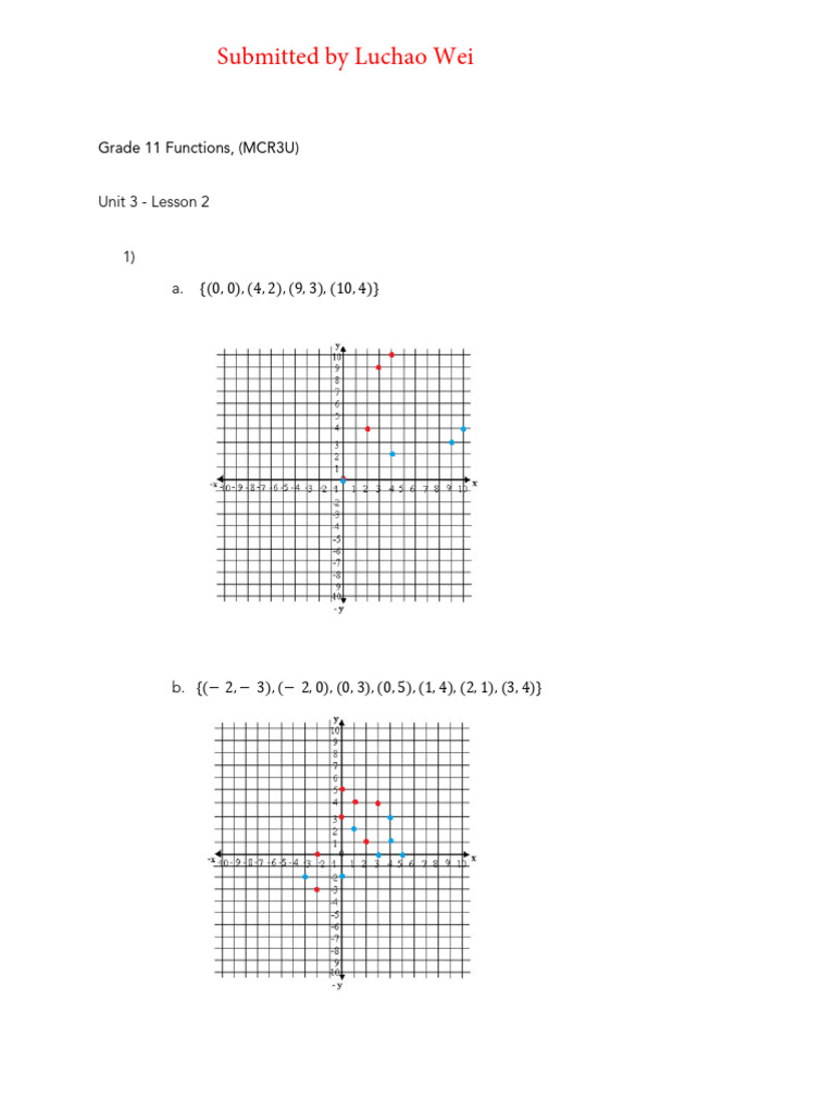 Grade 11 Functions MCR3U Unit 3 Lesson 2 | PDF