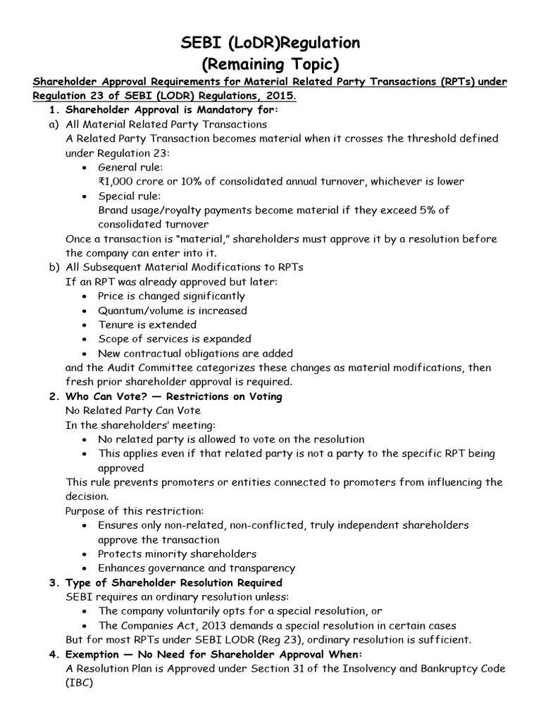 SEBI RPT Approval & Subsidiary Governance | PDF | Regulatory Compliance ...