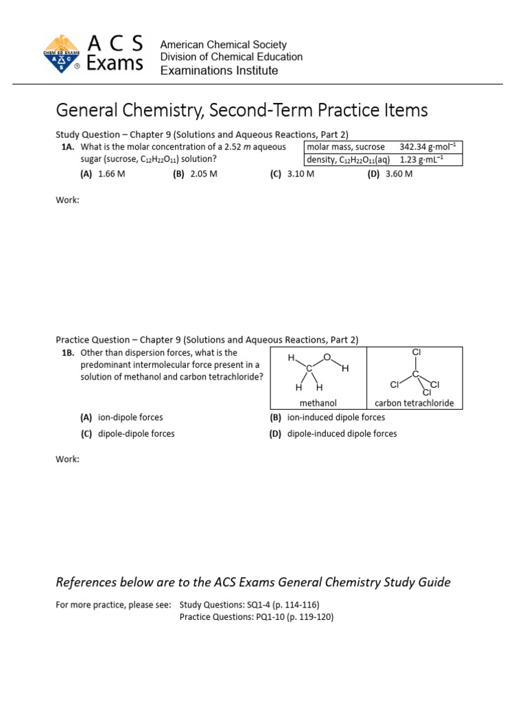 General Chemistry Practice Questions | PDF | Chemical Equilibrium ...