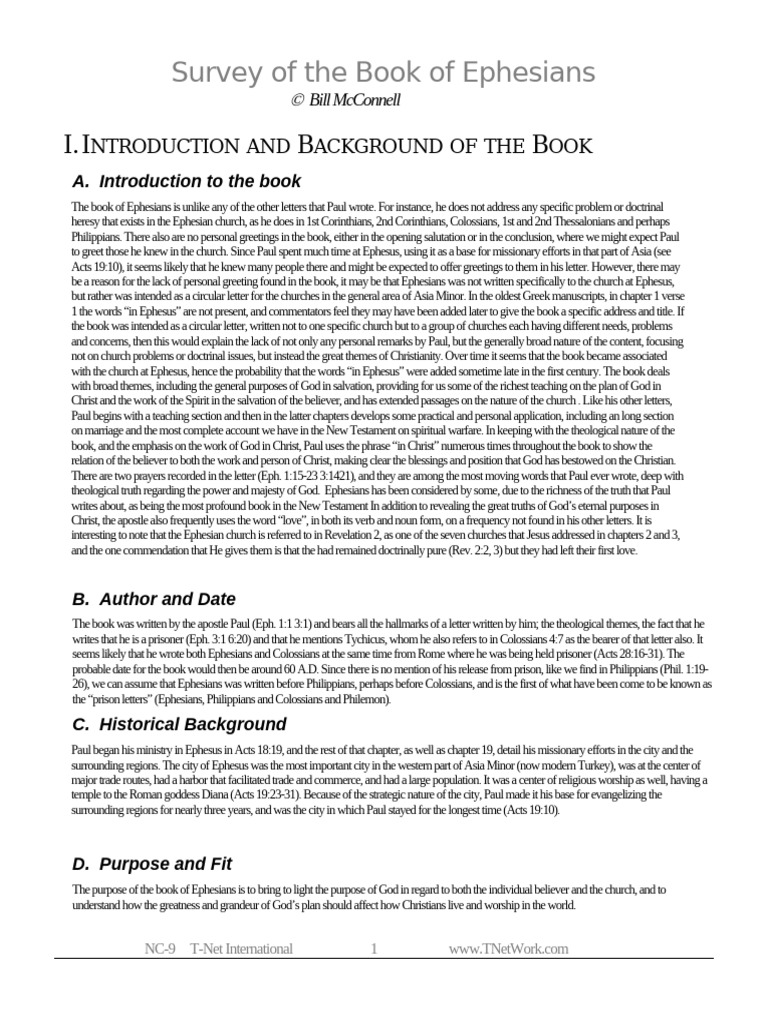 Overview of the Book of Ephesians | PDF | Paul The Apostle | Epistle To ...