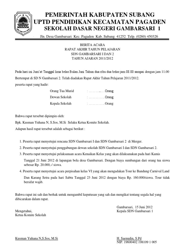 Berita Acara Rapat Pdf