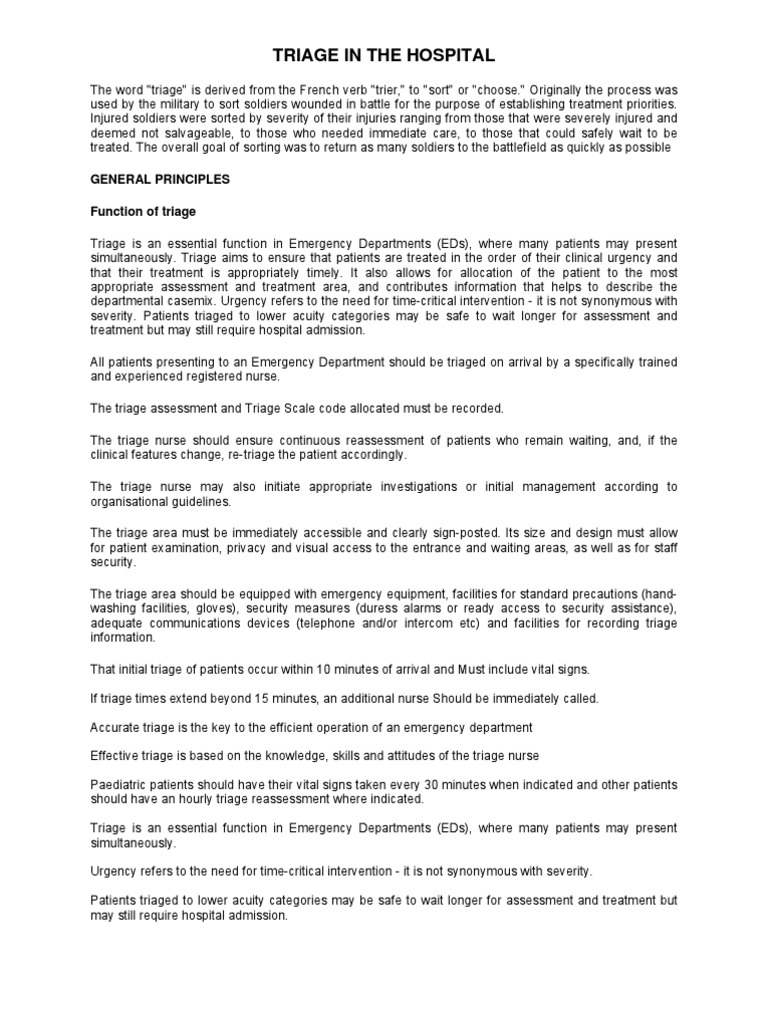 Triage Protocols in Emergency Departments | PDF | Emergency Department ...