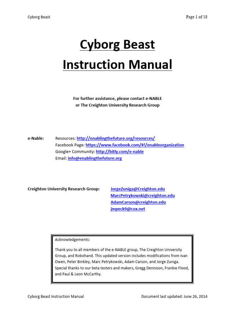 Cyborg Beast Instruction Manual | PDF | Prosthesis | Thumb