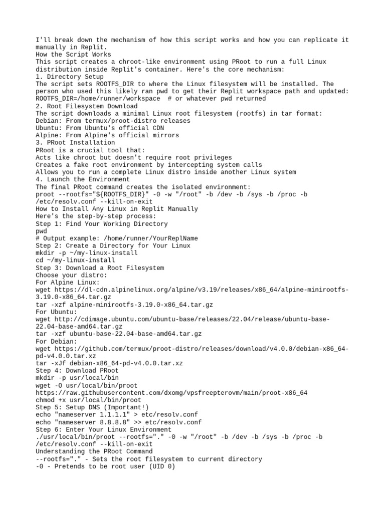 Install Linux in Replit with PRoot | PDF | Unix Variants | Linux