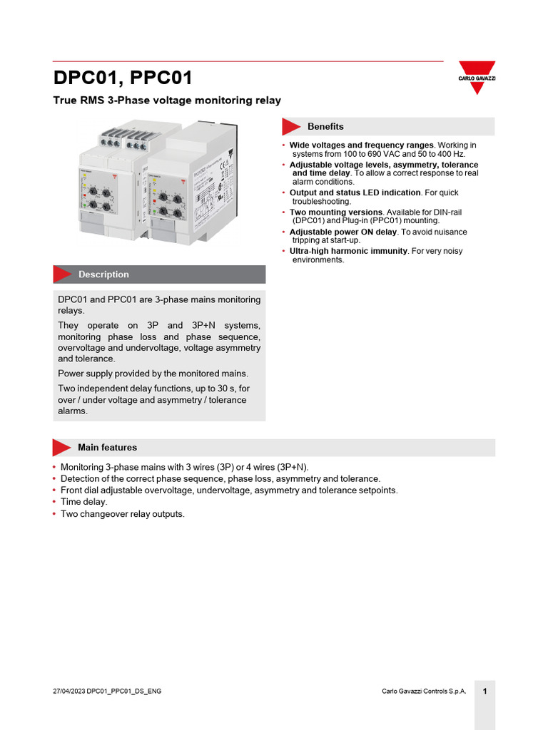 3-Phase Voltage Monitoring Relays | PDF | Alternating Current | Mains ...