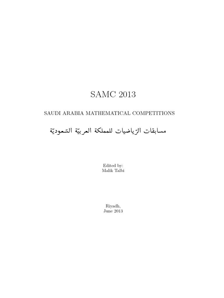 Saudi Arabia Math Olympiad 2013 Problems | PDF | Perpendicular | Number ...