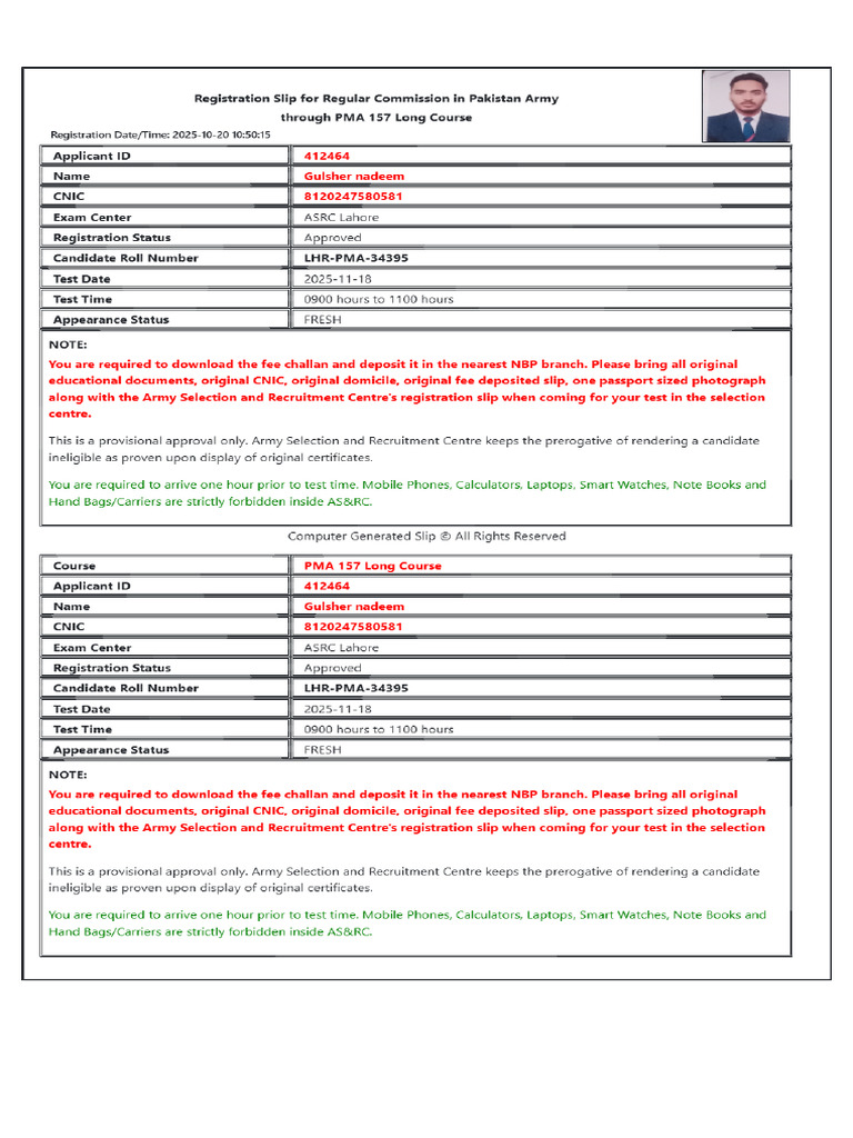 Registration Slip | PDF