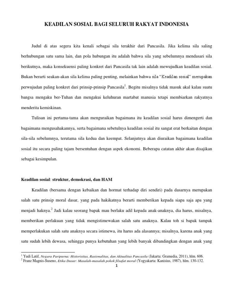 Keadilan Sosial Bagi Seluruh Rakyat Indonesia