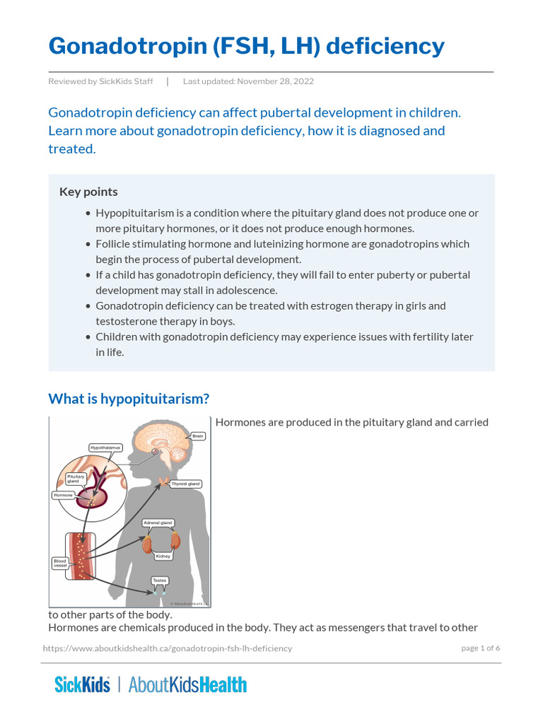 Gonadotropin (FSH, LH) deficiency | PDF | Gonadotropin | Puberty