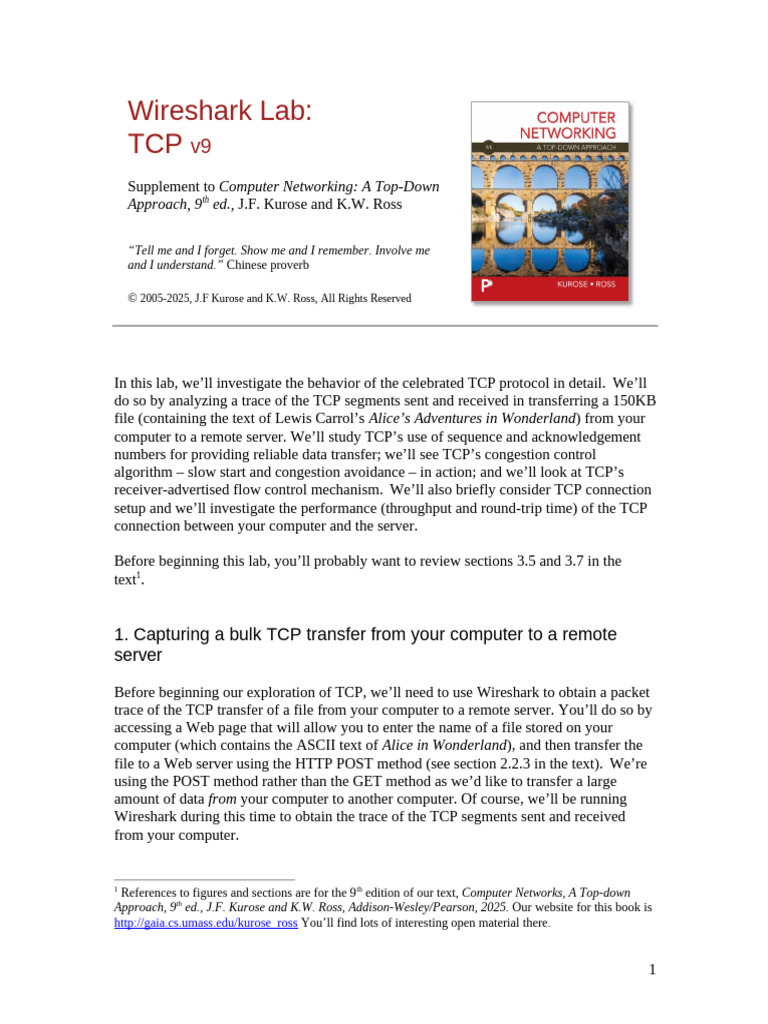 Chapter 3 - Wireshark - TCP - v9 | PDF | Computers