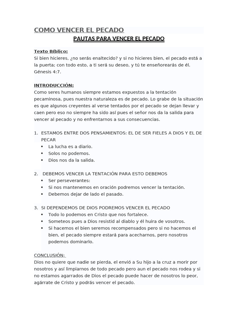 Cómo Vencer el Pecado en la Fe | PDF