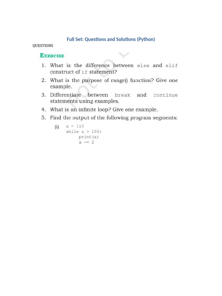 Python Questions and Solutions Guide | PDF | Control Flow | Computing