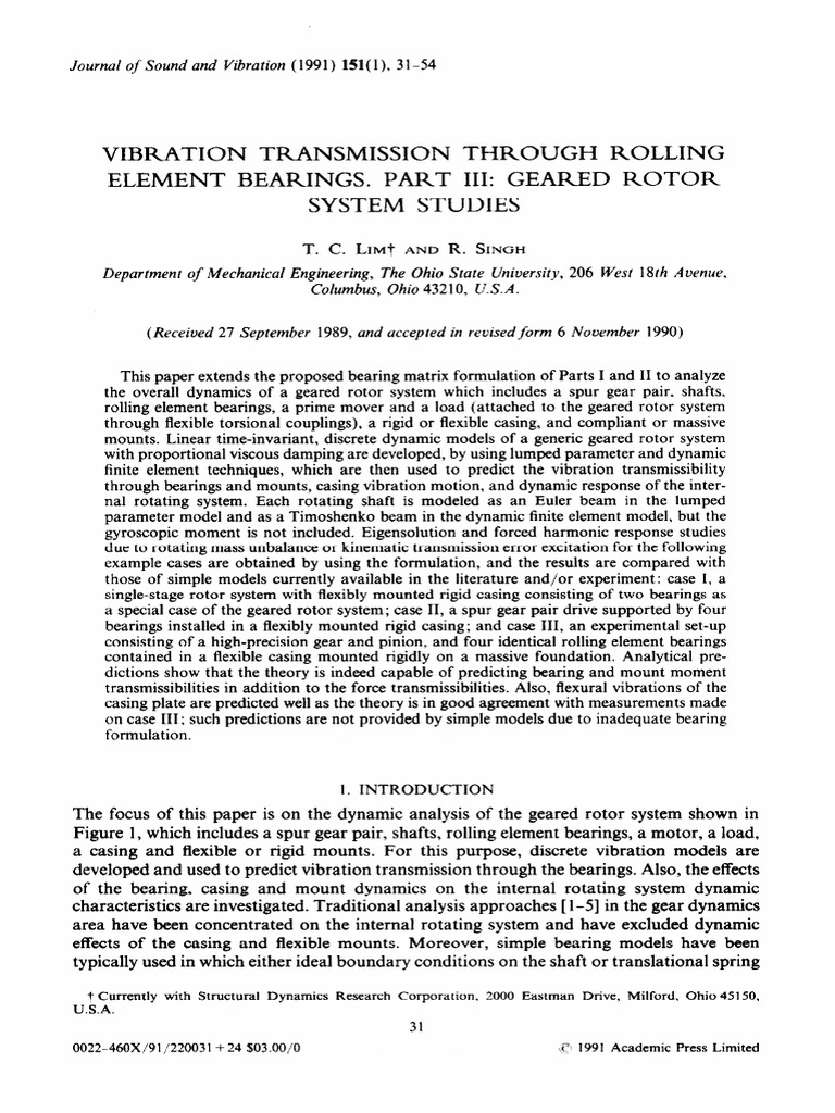Vibration Analysis in Geared Rotor Systems | PDF | Gear | Rotation