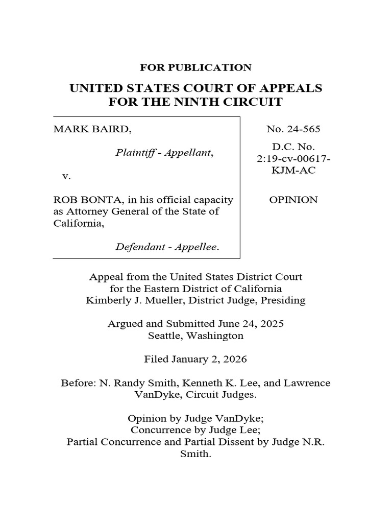 Baird v. Bonta: Second Amendment Ruling | PDF | Appeal | Right To Keep ...