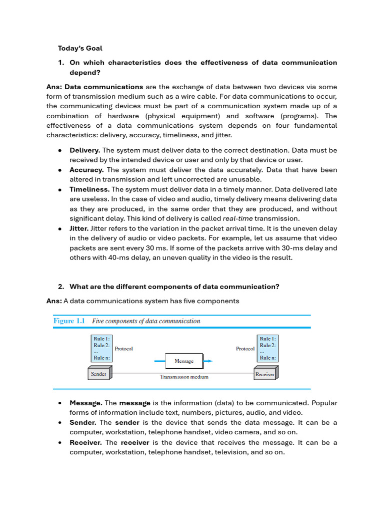 Key Characteristics of Data Communication | PDF | Duplex ...