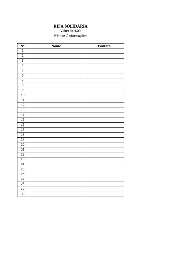 Rifa Excel Modelo Imagem-1 | PDF