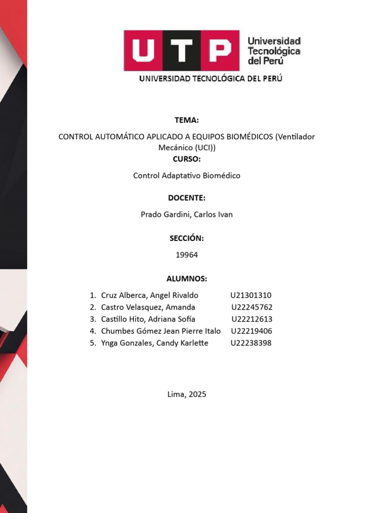 PC1-ControlAdaptativoBiomedico | PDF | Sistema respiratorio | Respiración