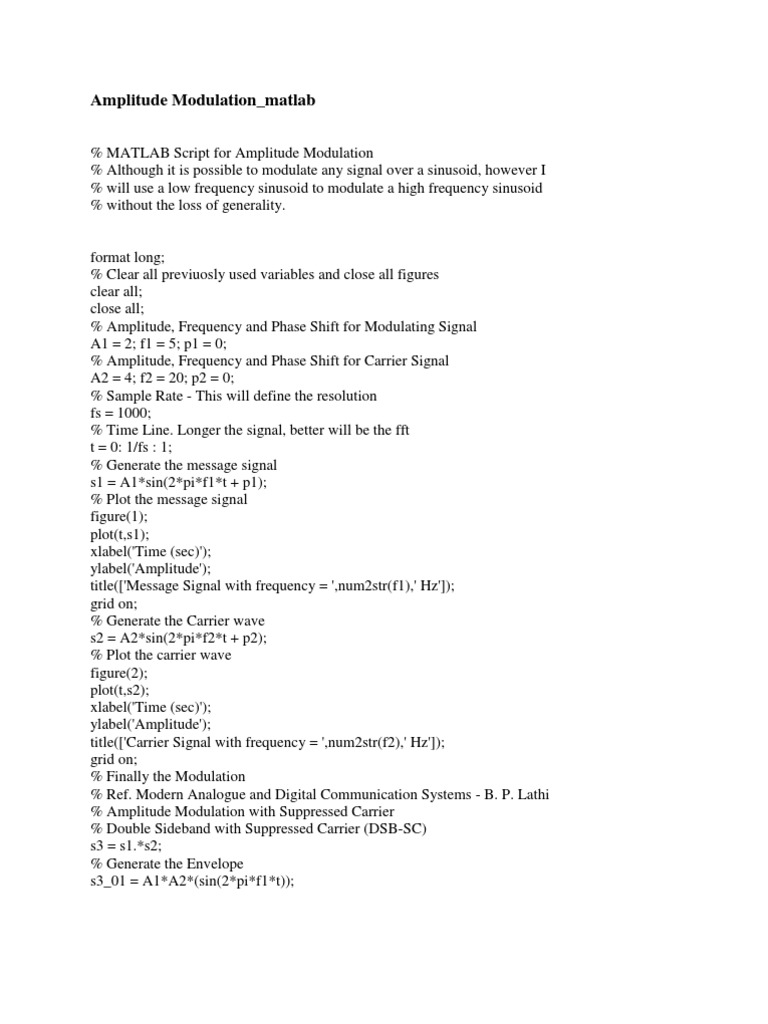 Matlab Code Example | PDF | Modulation | Physical Phenomena