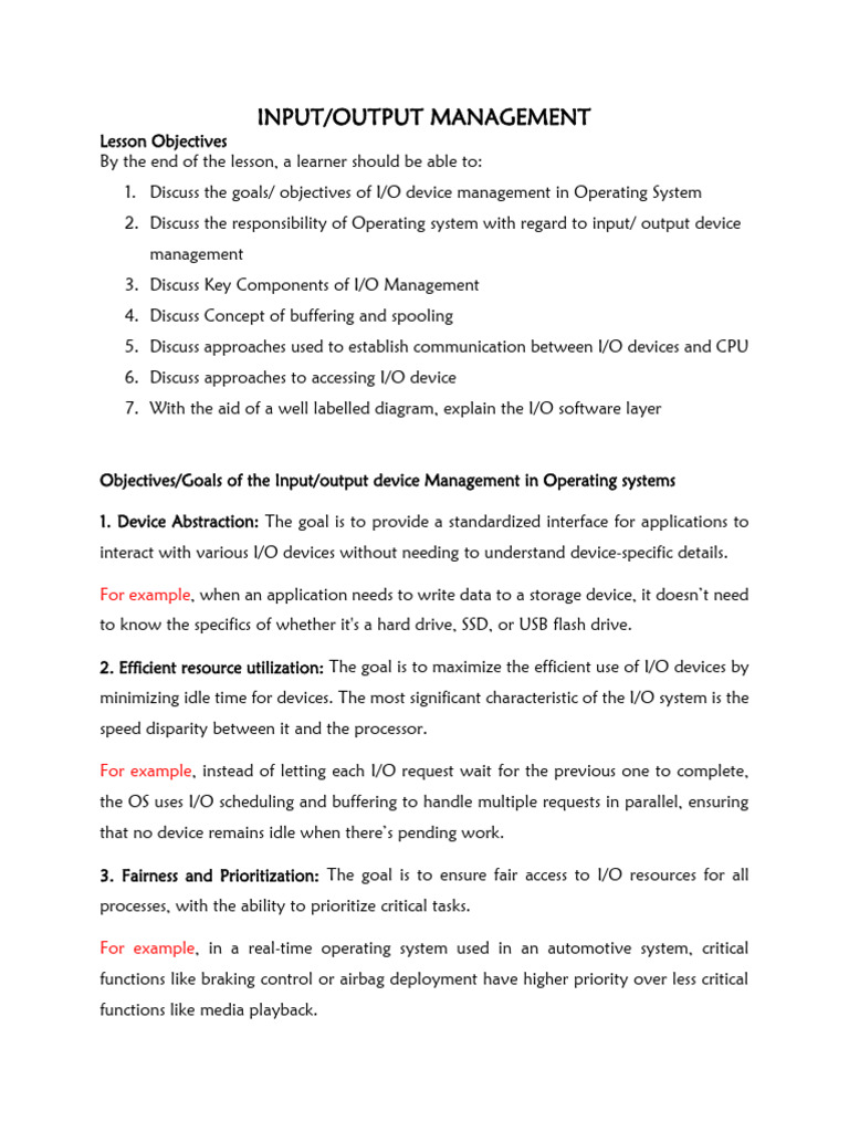 I/O Device Management in Operating Systems | PDF | Input/Output ...