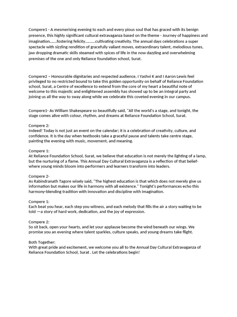 Compèring Script | PDF