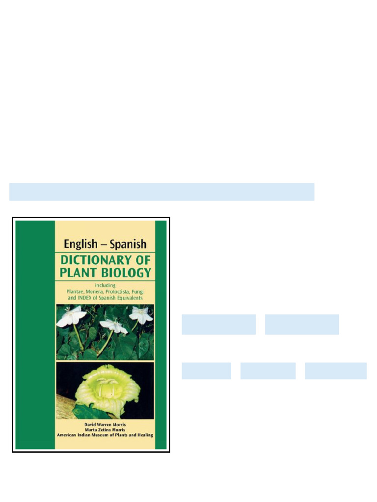 English Spanish Dictionary of Plant Biology including Plantae Monera  Protoctista Fungi and Index of Spanish equivalents Spanish Edition David W.  Morris - ebook and textbook resources | PDF | Leaf | Adenosine Diphosphate
