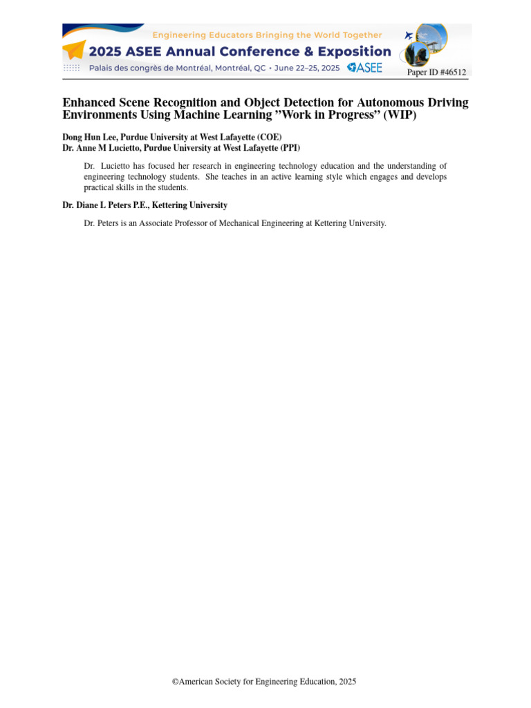 Enhanced Scene Recognition and Object Detection For Autonomous Driving ...