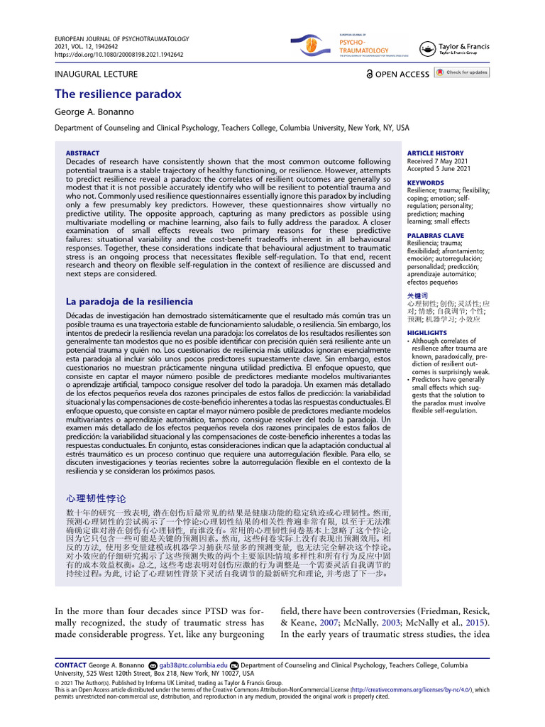 Understanding the Resilience Paradox | PDF | Psychological Resilience ...
