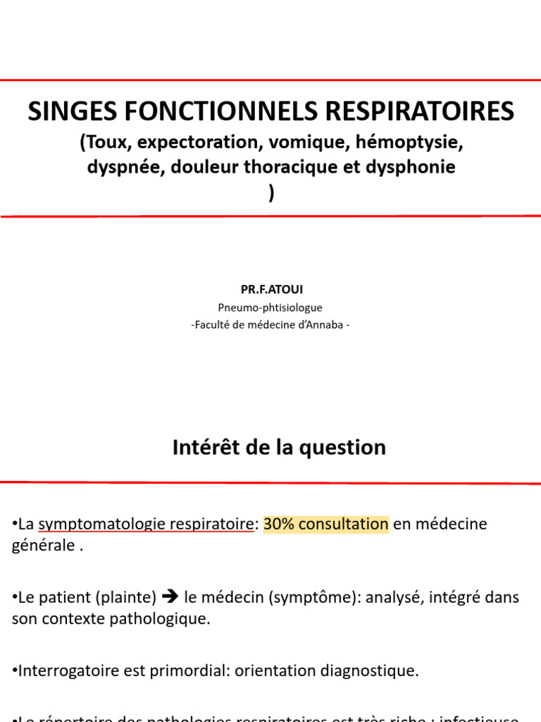 Symptomatologie des troubles respiratoires | PDF | Respiration ...