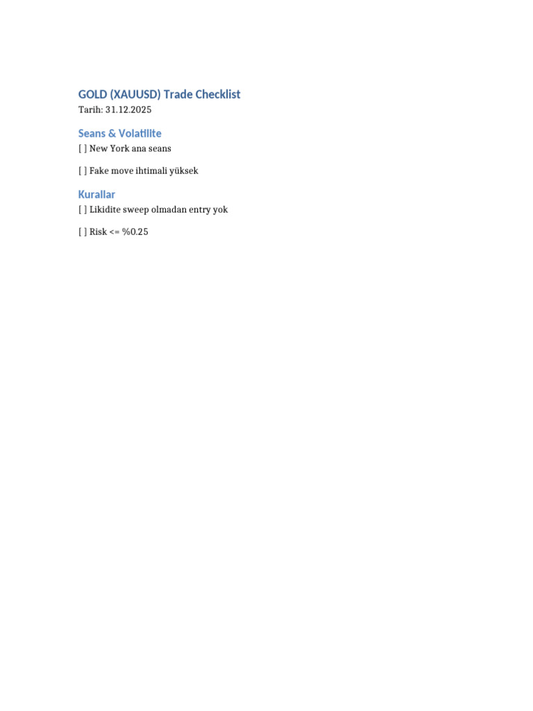 Gold Checklist | PDF