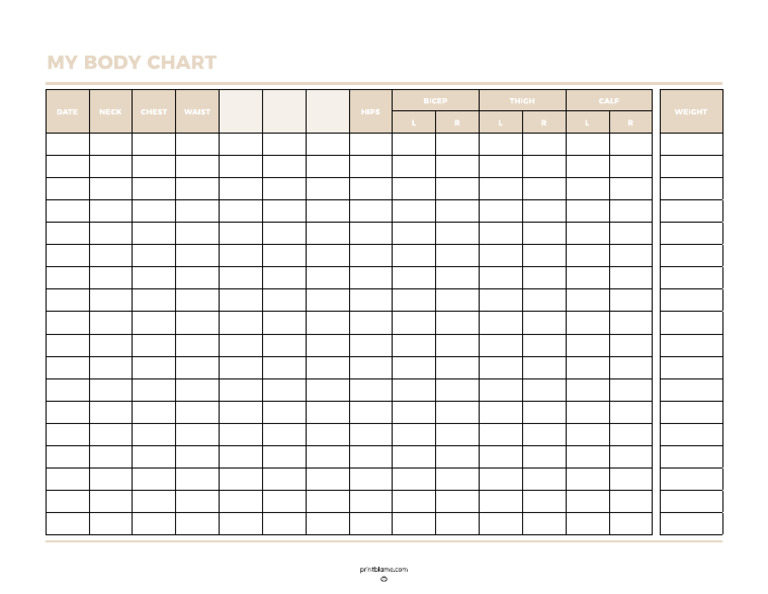 Body Measurement Tracker Printable PrintBlame Version 7 1 | PDF