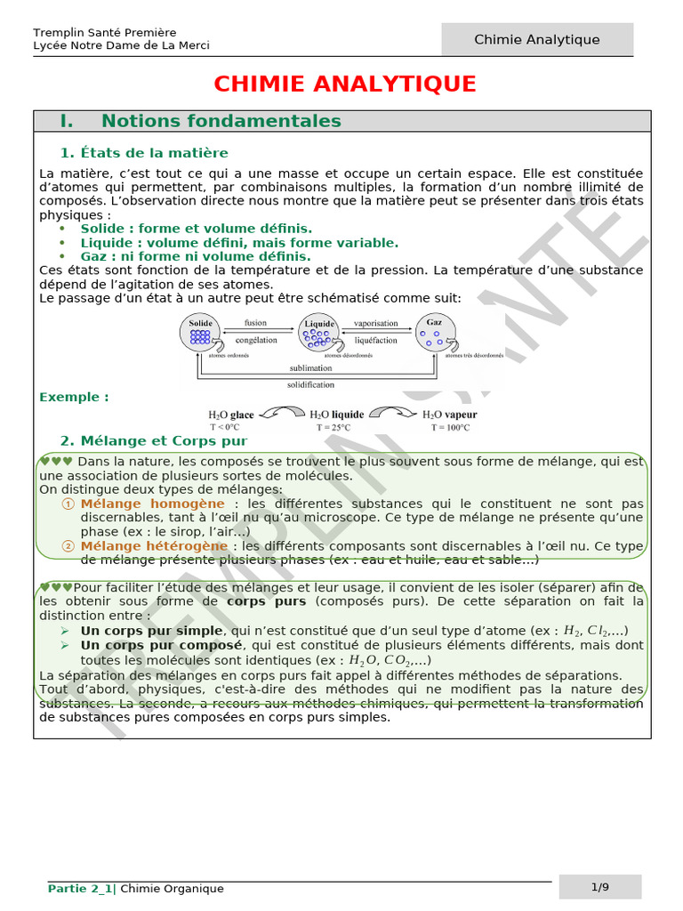 Notions de Chimie Analytique Essentielles | PDF | Solvatation | Solvant