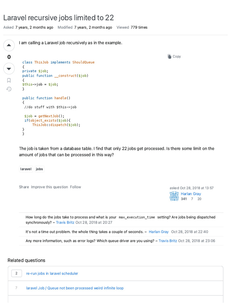 Laravel Recursive Job Limit Issue | PDF