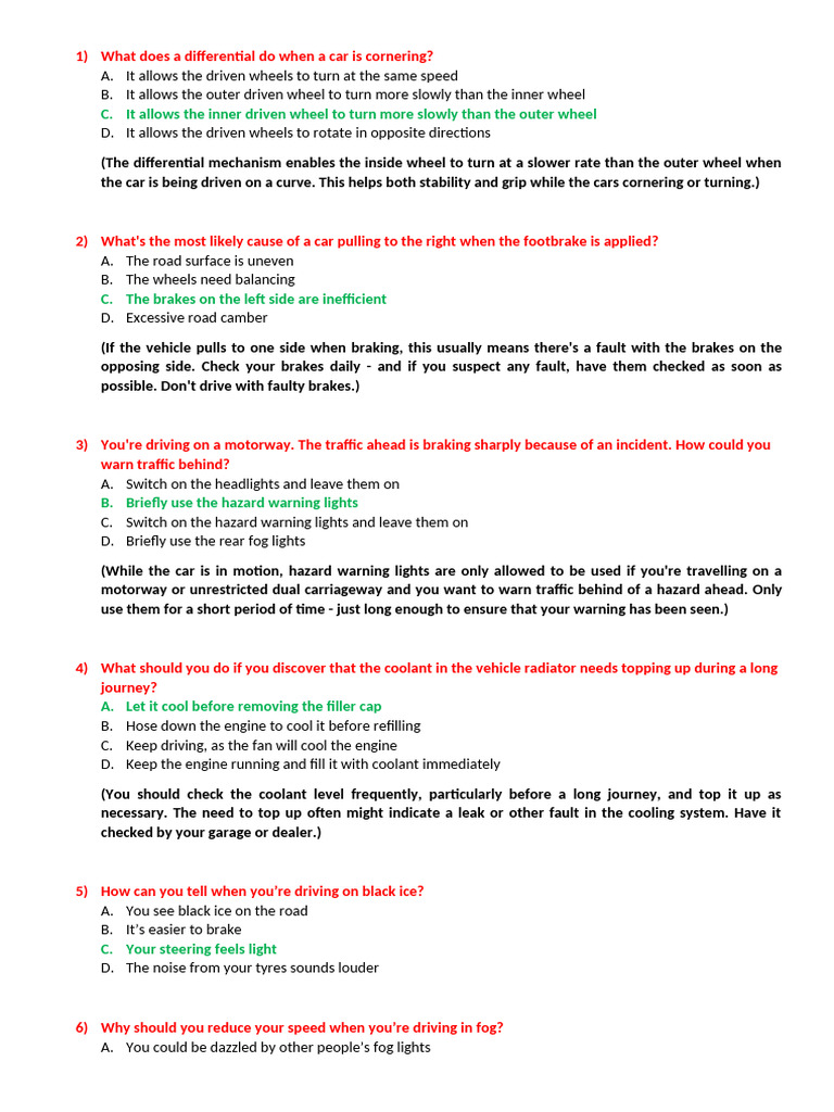 Essential Driving Knowledge and Tips | PDF | Learning | Traffic Light