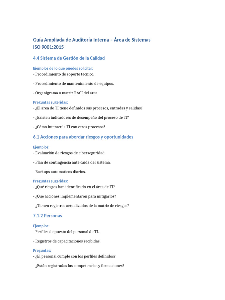 Auditoría Interna en Sistemas ISO 9001 | PDF | Auditoría | Sistema de ...