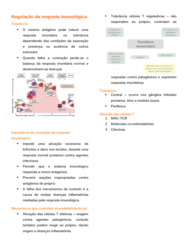 Regulação da Resposta Imunológica e Tolerância | PDF | Célula T ...
